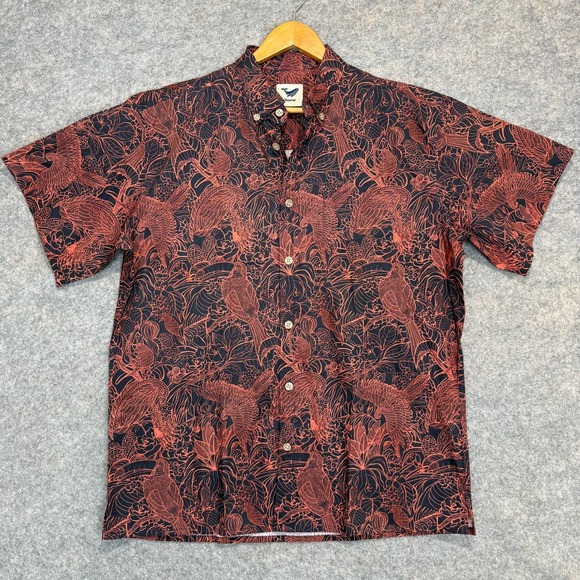 Yiumi Other - Yiumi Tropical Bird Hawaiian Shirt Mens Large Aloha‎ Breathable Button Tee Red